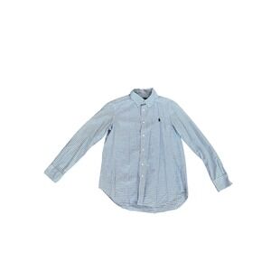 Ralph Lauren Kids Long Sleeve Button Down Shirt Blue Plaid Size L 14-16